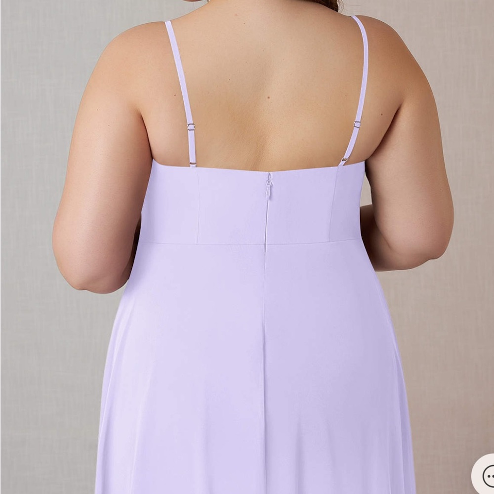 NWT Azazie Bridesmaid prom gown dress style emerald color lilac chiffon - Picture 3 of 7